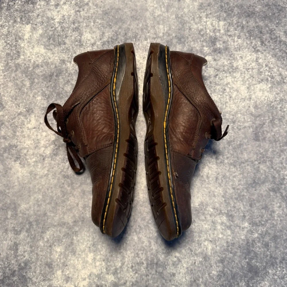 Dr Martens Ordell Brown Leather Oxford Shoes Mens 12 11194 Yellow Stitch Low Top